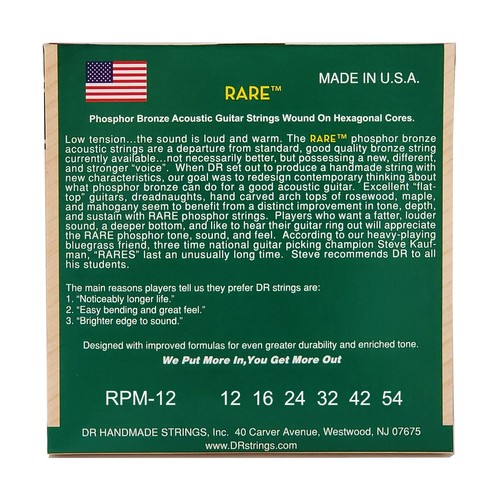 סט מיתרים לאקוסטית DR RARE 12 – 54