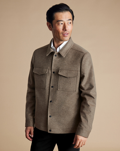 מעיל - Oatmeal Pure Wool Harrington