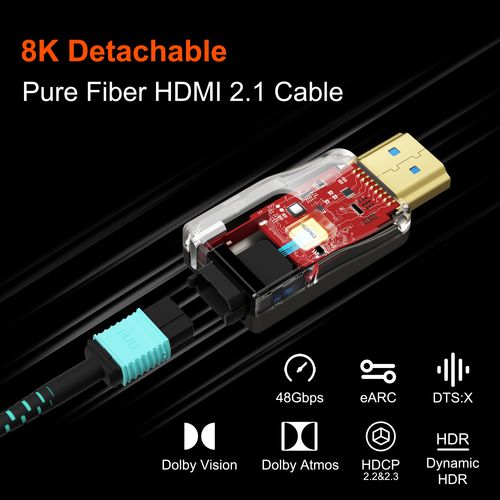 RUIPRO 12K HDMI PureFiber (Gen4A) Optic Cable - 15 Meter ראש פריק 