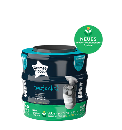 מארז 3 יחידות קסטות מילוי לפחי חיתולים Tommee Tippee Twist and Click