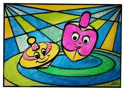 ציור בצבעי מים דגם סביבונים 