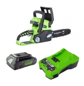 מסור שרשרת נטען 24V + סוללה 2 אמפר + מטען מהיר GREENWORKS 99701-1