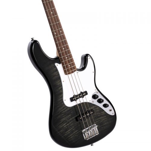 גיטרה בס שחורה CORT GB24PJJ TBK flamed maple top