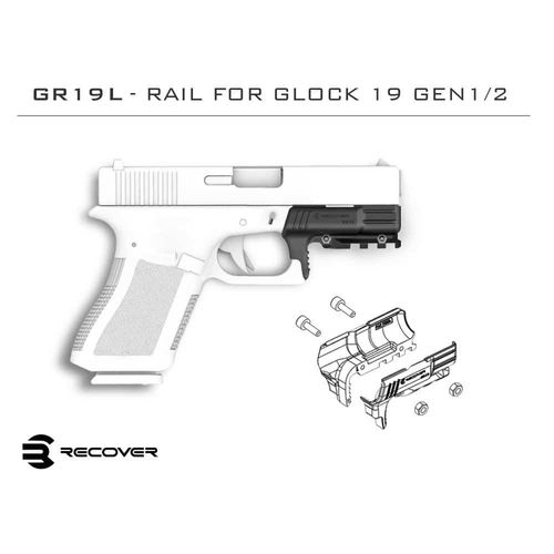מתאם מסילה לגלוק 19 ו23 דור 1 ו2 - RECOVER TACTICAL GR19L Rail Adapter for the Glock 19 & 23 Gen 1 and 2