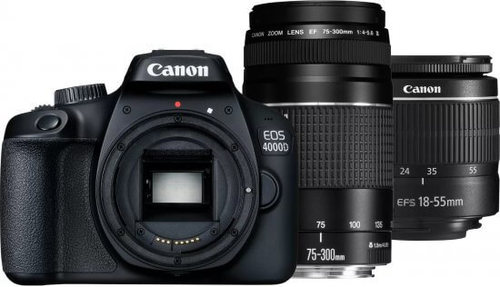 מצלמה דיגיטלית Canon 4000D + EF 18-55 + EF 75-300 DSLR ,עם 2 עדשות