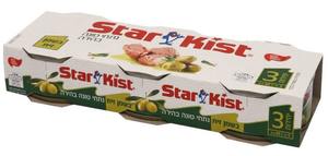 נתחי טונה בהירה בשמן זית 3 יחידות STAR KIST 240 גרם