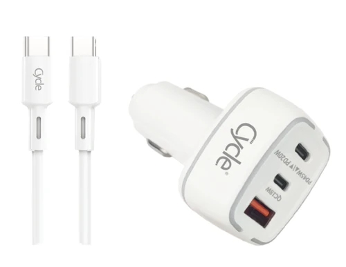 מטען לטלפון לרכב QC PD 65W טעינה מהירה עם 2 יציאות USB-C, יציאת USB-A + כבל USB-C ל-USB-C מבית CYCLE