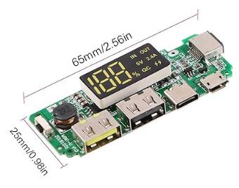 מודול כרטיס טעינה USB לסוללה 18650 2.4A+תצוגה דיגי
