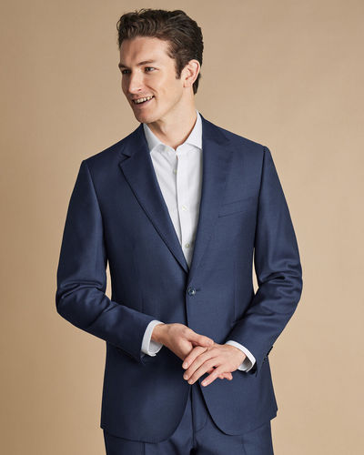 חליפה סלים פיט כחולה - Natural Stretch Twill slim fit Suit- Indigo Blue   