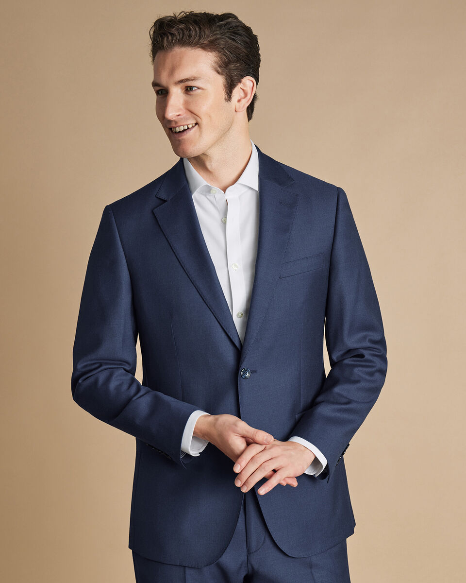 חליפה סלים פיט כחולה - Natural Stretch Twill slim fit Suit- Indigo Blue   