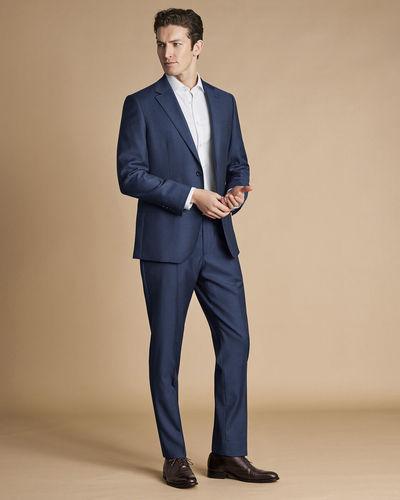 חליפה סלים פיט כחולה - Natural Stretch Twill slim fit Suit- Indigo Blue   