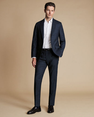 חליפה סלים פיט כחולה - Steel Blue  slim fit Ultimate Performance Check Suit
