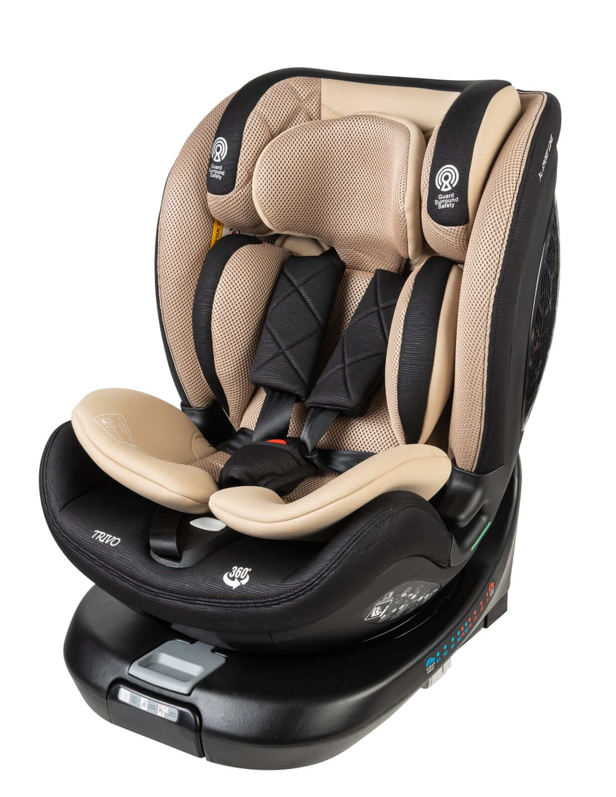 כיסא בטיחות מסתובב 360º משולב בוסטר דגם TRIVO בתקן I-Size ספורטליין צבע שמנת