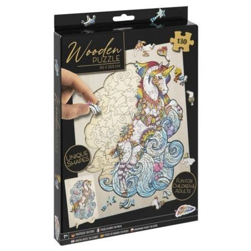 פאזל 129 חלקים מעץ עם מסגרת ומעמד - חד קרן