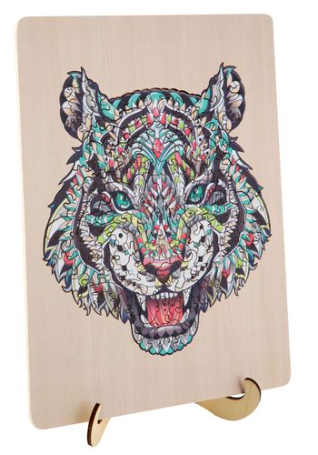 פאזל 132 חלקים מעץ עם מסגרת ומעמד - נמר