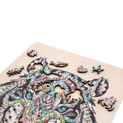 פאזל 132 חלקים מעץ עם מסגרת ומעמד - נמר