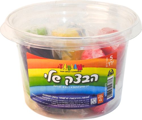 בצק צבעוני  5 יח'' 20% תוספת  בקופסה עגולה