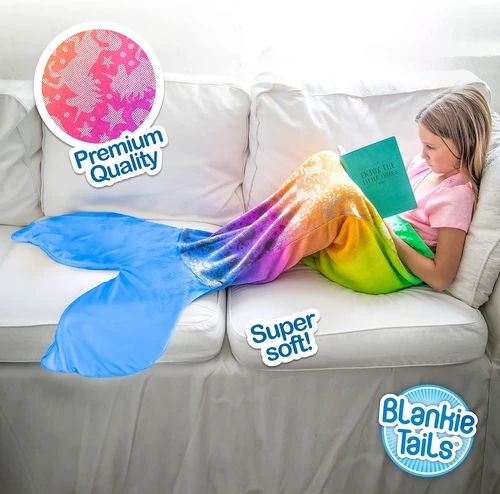 שמיכת בת הים Blankie Tails - נצנצים אקווה
