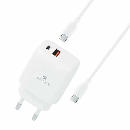 מטען קיר דגם 18W+20W כבל MIRACASE MWC20 TYPE C TO TYPE C  