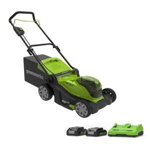 מכסחת דשא נטענת 48V + שתי סוללות 2 אמפר ומטען כפול GREENWORKS 99723