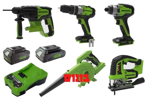 הרכב המנצח 24V + שתי סוללות 4 אמפר ומטען מהיר GREENWORKS 99773-25
