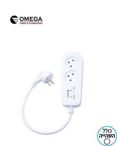 מגן ברקים 2 שקעים עם כבל 30 ס''מ והשהייה OMEGA OM-GS-11