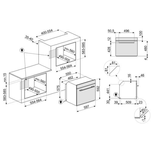תנור בנוי smeg דגם SF6101TB3
