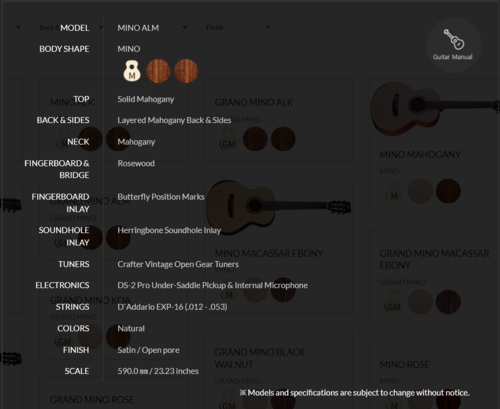 גיטרה אקוסטית מוגברת MINO ALM בצבע חום כהה + תיק מרופד מבית CRAFTER