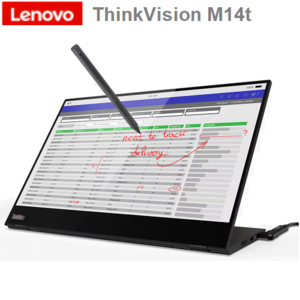 מסך מגע נייד 14 אינטש Lenovo ThinkVision M14t, רזולוציה FHD, חיבור USB-C, רק 699 גרם