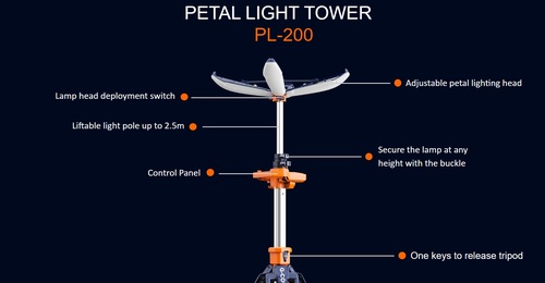 עמוד תאורה נייד PL-200 - מגדל תאורה היקפי עם עיצוב עלי כותרת 