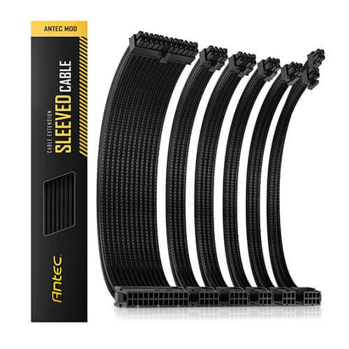 סט מאריך לכבל מתח- Antec PSU Sleeved Ext Cable Kit-Black