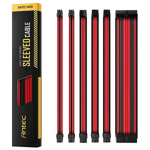 סט מאריך לכבל מתח- Antec PSU Sleeved Ext Cable Kit-Red