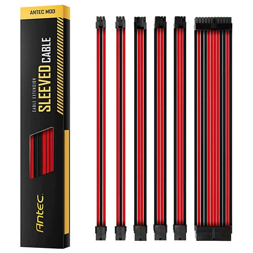 סט מאריך לכבל מתח- Antec PSU Sleeved Ext Cable Kit-Red