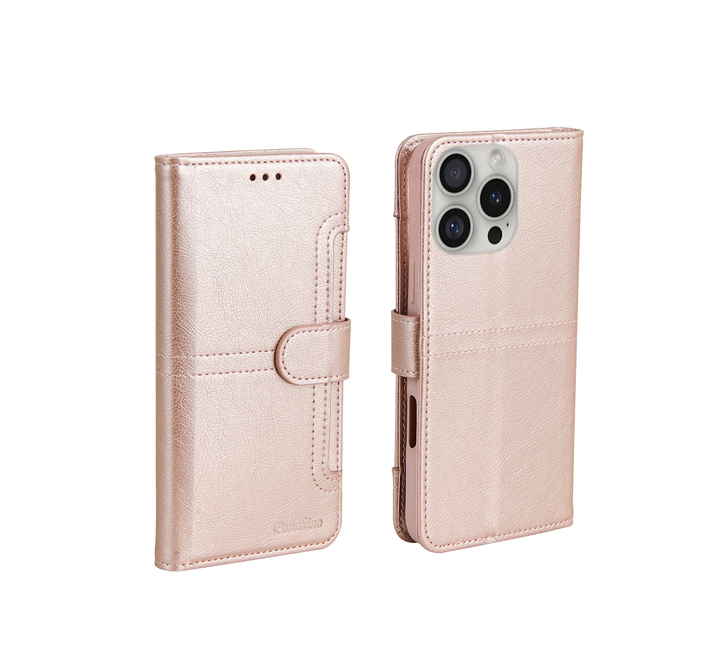 נרתיק ספר Pouchino TASCA for iPhone 16 Pro Max 6.9 Rose Gold