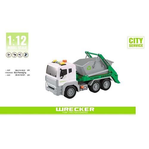 משאית מכולת אשפה ירוקה אורות וצלילים 1:12 - CITY SERVICE