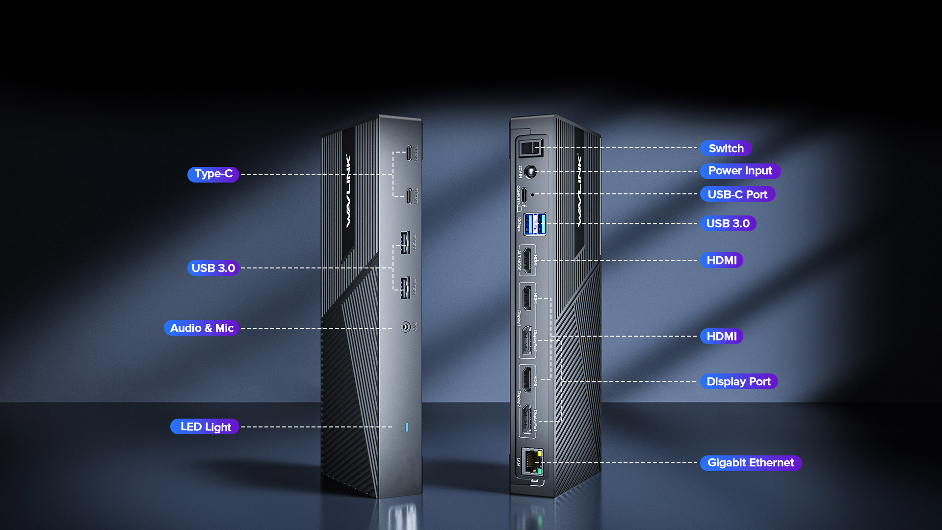 תחנת עגינה WAVLINK DisplayLink Docking Station Triple Monitor 4K