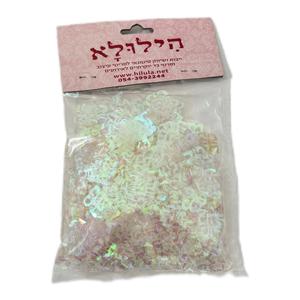 קונפטי מזל טוב בצבע לבן לקישוט ועיצוב שולחנות