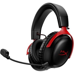 אוזניות אלחוטיות גיימינג עם מיקרופון HyperX Cloud III WIRELESS בצבע אדום שחור