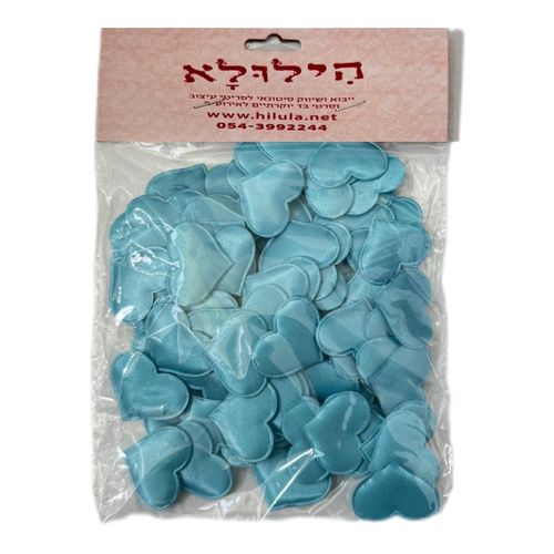 100 יחידות לבבות בד בצבע תכלת לקישוט השולחן