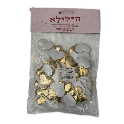 100 יחידות לבבות בד בצבע זהב לקישוט השולחן