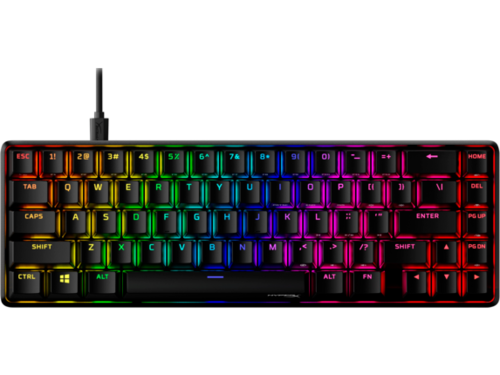 HyperX Alloy MKW100 – מקלדת גיימינג מכנית, תאורת RGB דינמית, זיכרון מובנה לשמירת פרופילי תאורה, מתגים מכניים עמידים לאבק, מסגרת אלומיניום מוברשת, משענת יד ניתנת להסרה