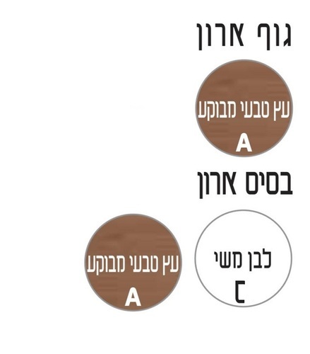 ארון אמבטיה דגם סטילו - STILO פרניר עץ בשילוב עץ טבעי כולל משטח בוצ'ר וכיור מונח בגדלים 122 - 102 - 92 ס