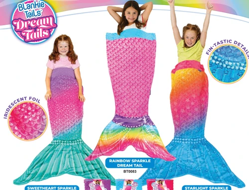 שמיכת בת הים Blankie Tails - קשת בענן