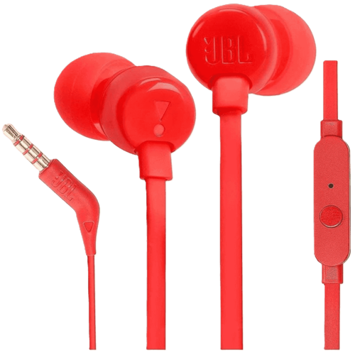 אוזניות חוטיות, JBL TUNE 110, צבע אדום, שנה אחריות