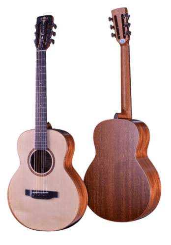 גיטרה אקוסטית מקצועית מוגברת MINO MAHAGONY בצבע טבעי + תיק מרופד מבית CRAFTER