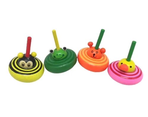 סביבון עץ חיות 6 ס