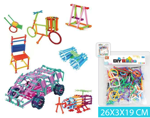 סט חלקים סטיקים להרכבה  השקית בגודל 26X3X19 CM- משחקי הרכבה - התפתחות הילד - לגן ולבית -גיל רך 