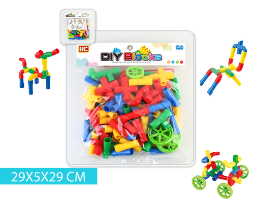  סט הרכבה צינורות וגלגלים -השקית בגודל 29X5X29 CM- משחקי הרכבה - התפתחות הילד - לגן ולבית / מבית HC 