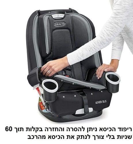 כיסא בטיחות משולב בוסטר 4 ב 1 4Ever DLX ריפוד נשלף ונועלי חגורה - ורוד גרקו