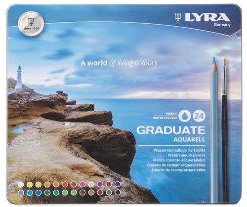 סט 24 עפרונות אקוורל מבית LYRA סדרה GRADUATE בקופסת מתכת